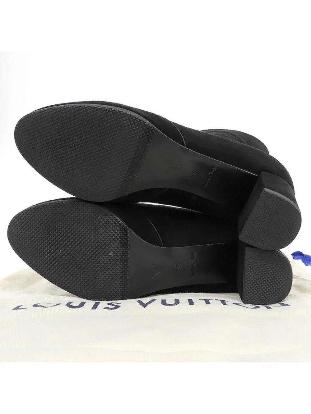 Louis Vuitton Back Zip Bootie Suede Short Boots Shoes Black